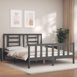 Cadre de lit sans matelas gris bois de pin massif