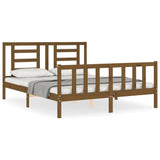 Cadre de lit sans matelas marron miel bois massif