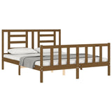 Cadre de lit sans matelas marron miel bois massif