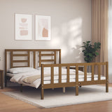 Cadre de lit sans matelas marron miel bois massif