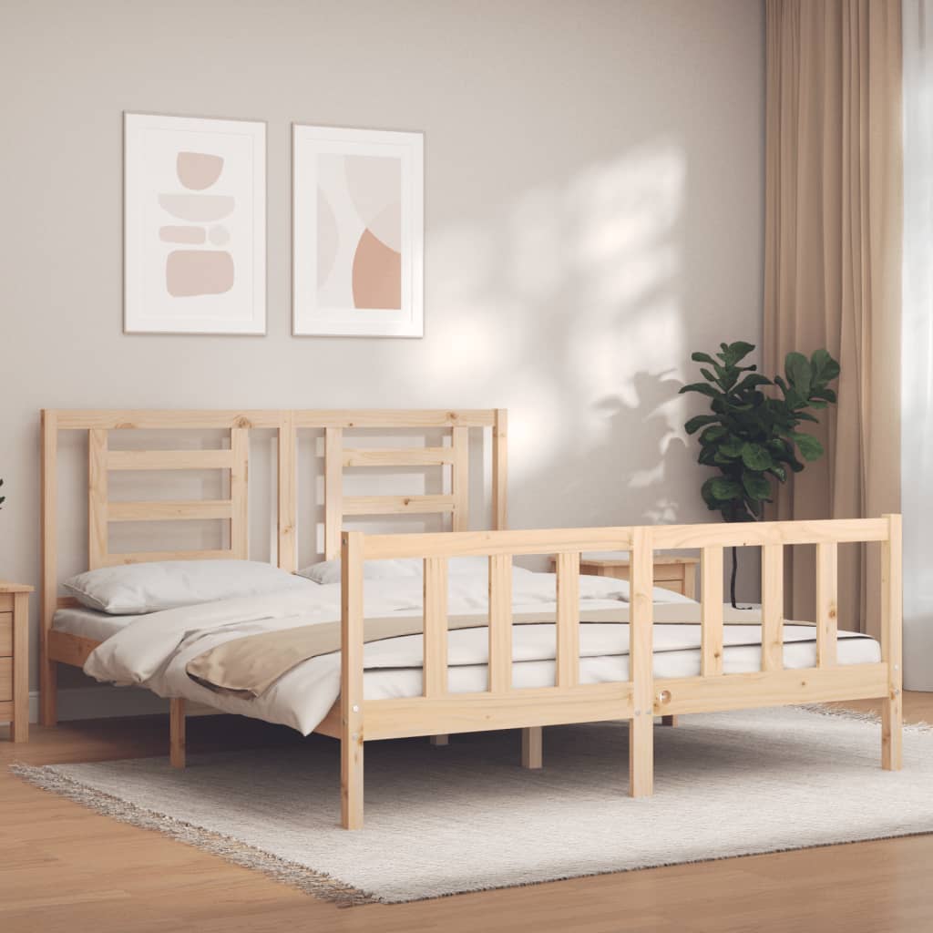 Bed frame without mattress 160x200 cm solid pine wood