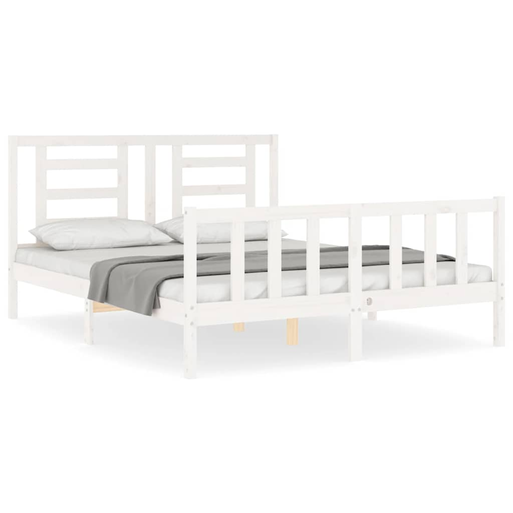 Cadre de lit sans matelas blanc 160x200 cm bois de pin massif