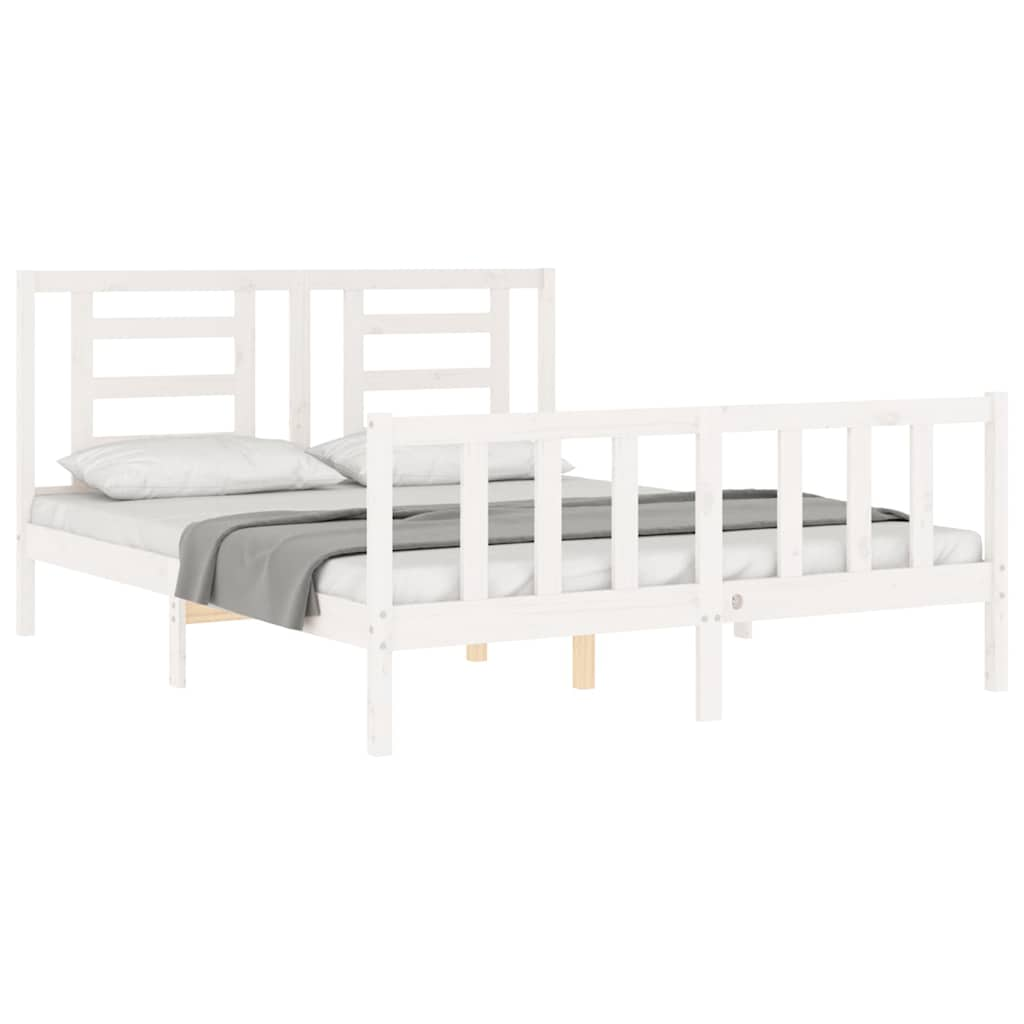 Cadre de lit sans matelas blanc 160x200 cm bois de pin massif