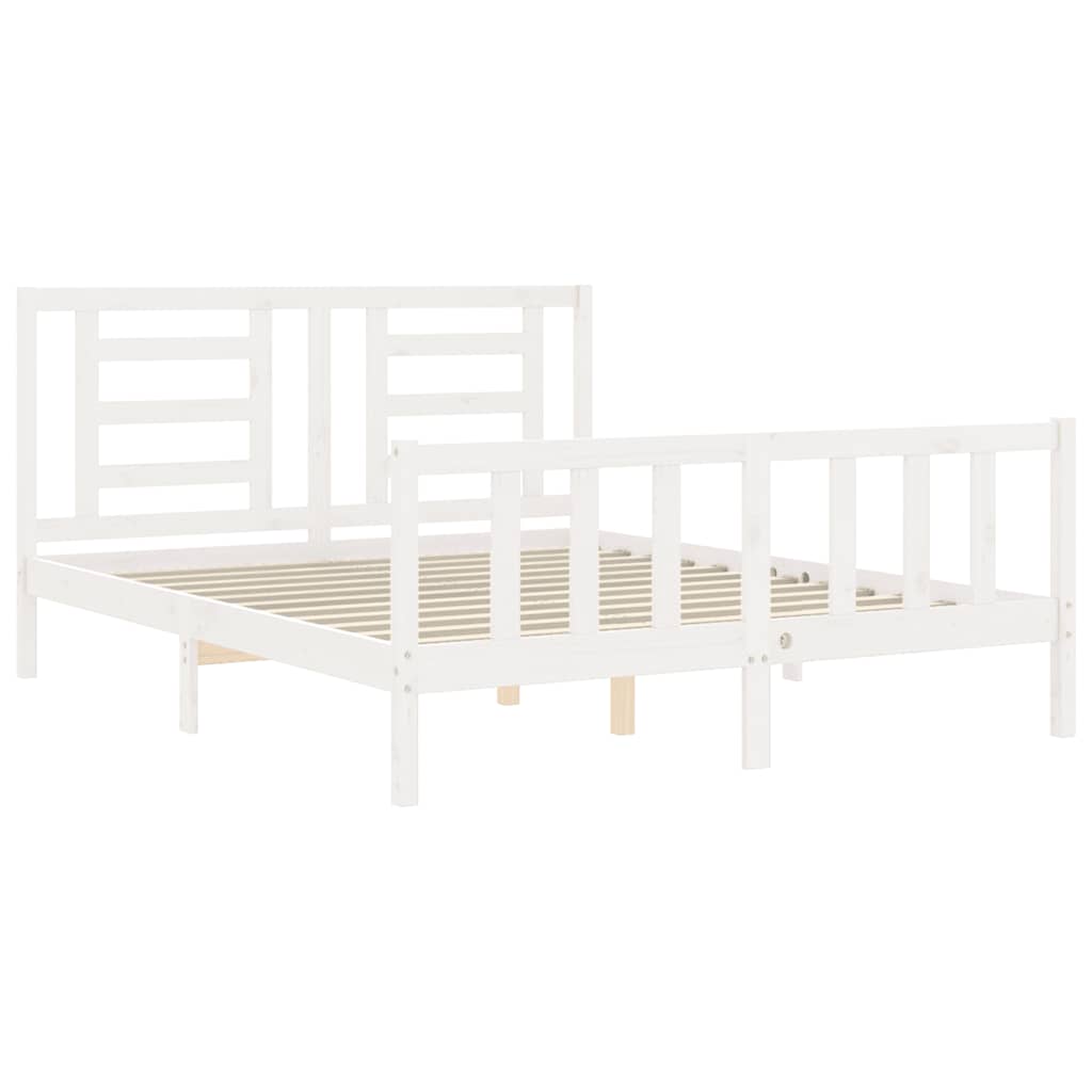 Cadre de lit sans matelas blanc 160x200 cm bois de pin massif