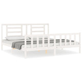 Cadre de lit sans matelas blanc bois massif de pin