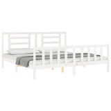 Cadre de lit sans matelas blanc bois massif de pin