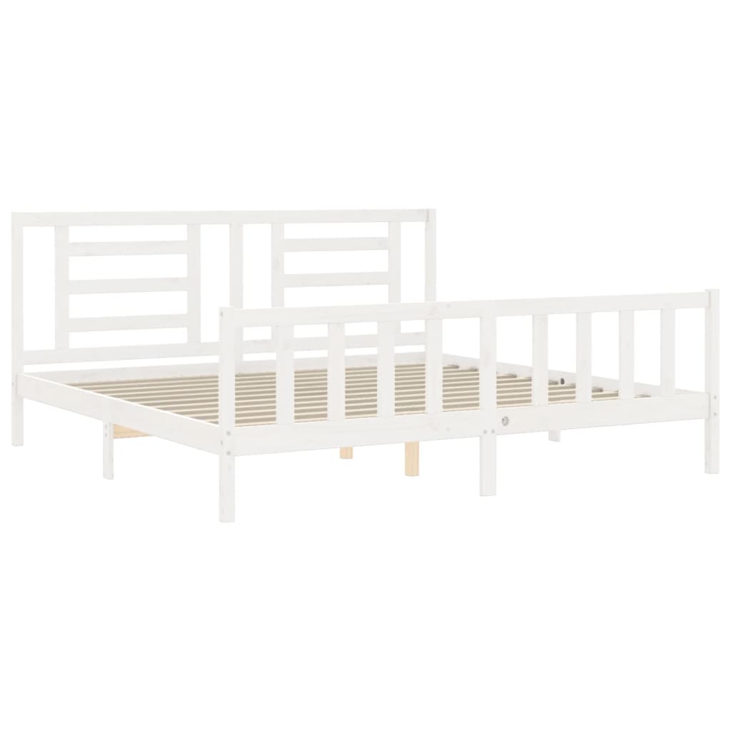 Cadre de lit sans matelas blanc bois massif de pin