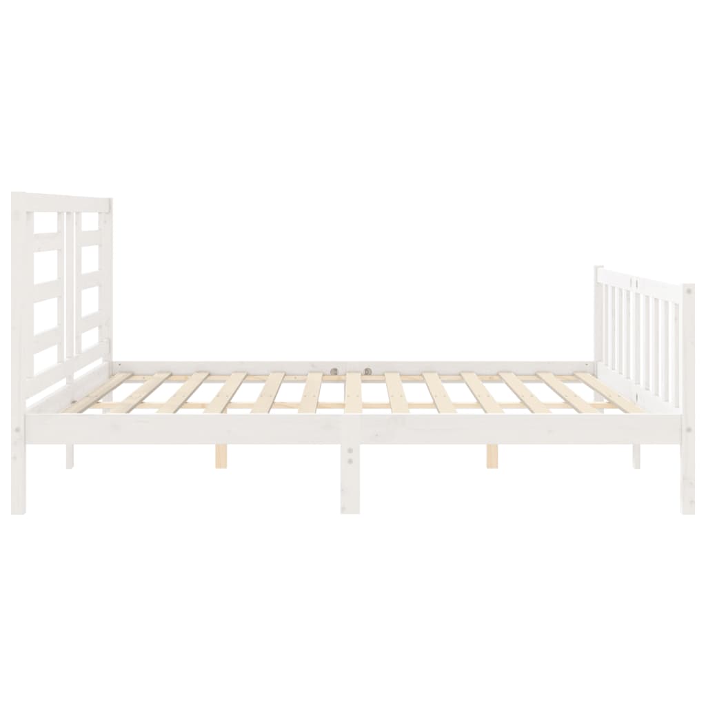 Cadre de lit sans matelas blanc bois massif de pin