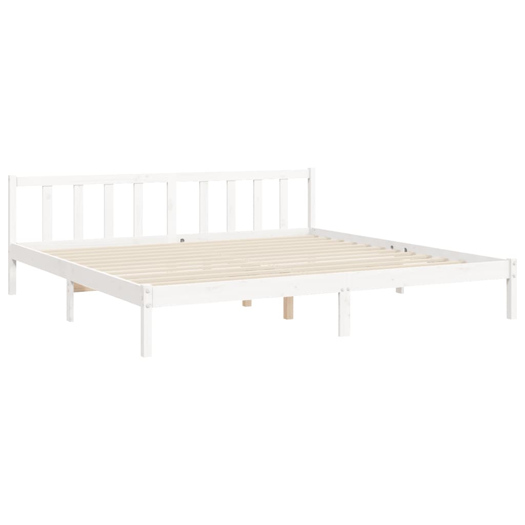 Cadre de lit sans matelas blanc bois massif de pin