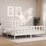 Cadre de lit sans matelas blanc bois massif de pin