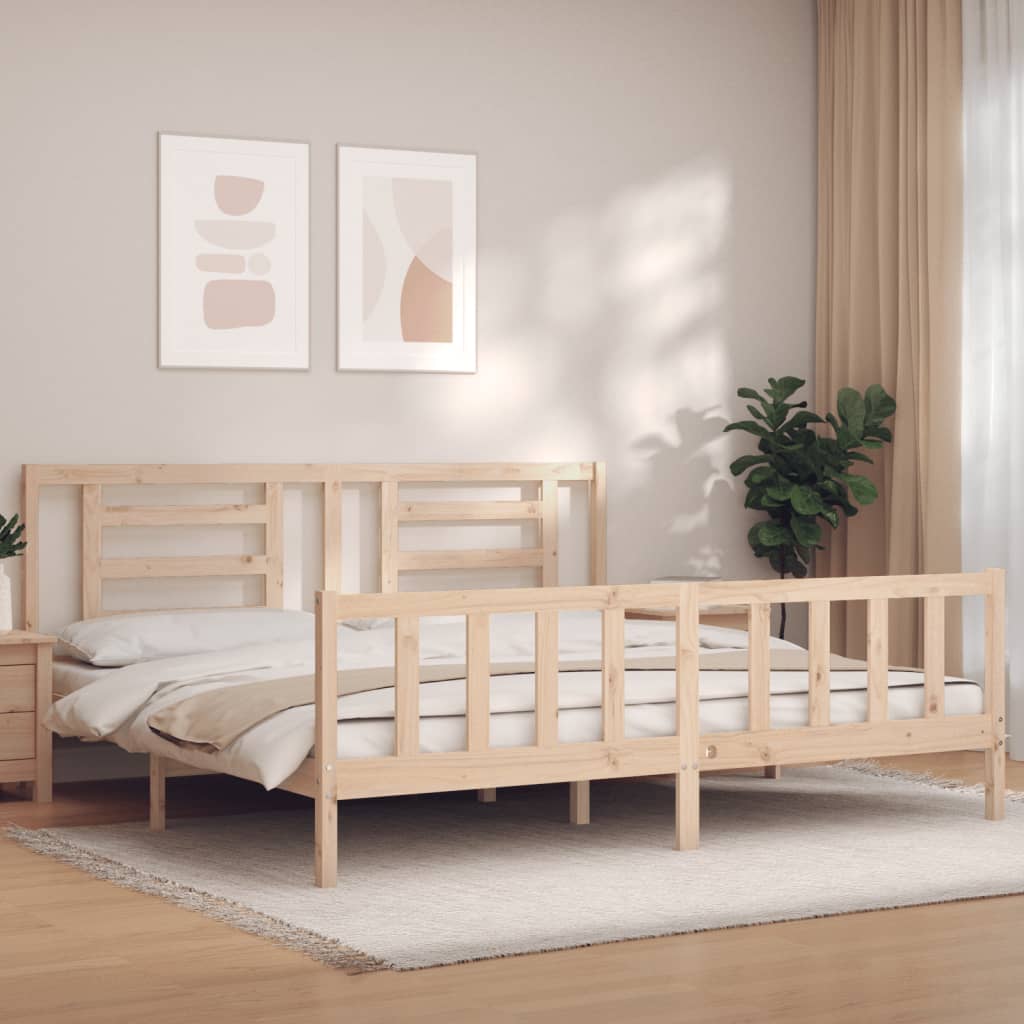 Bed frame without mattress 200x200 cm solid pine wood