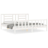 Cadre de lit sans matelas blanc 200x200 cm bois massif de pin