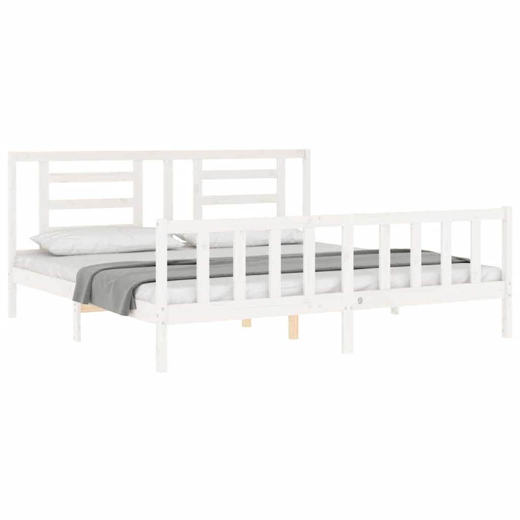 Cadre de lit sans matelas blanc 200x200 cm bois massif de pin