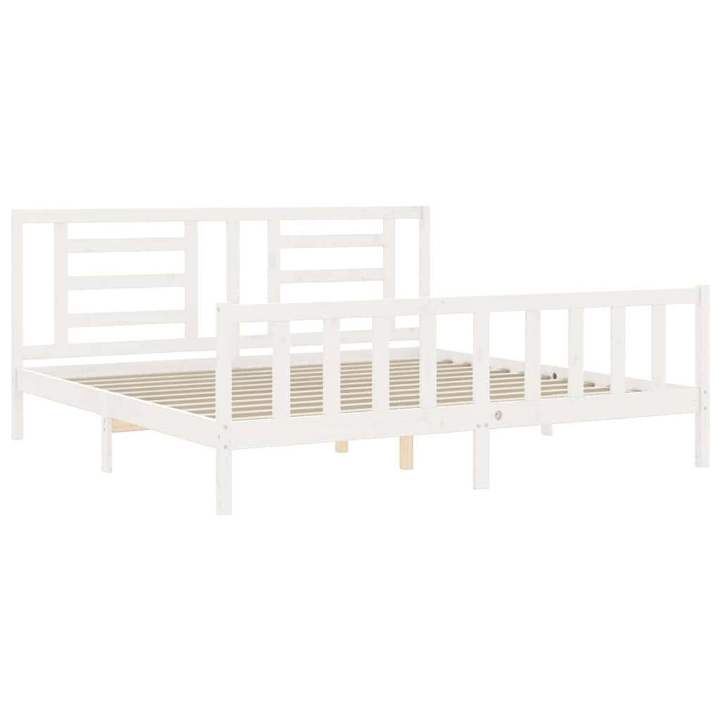 Cadre de lit sans matelas blanc 200x200 cm bois massif de pin