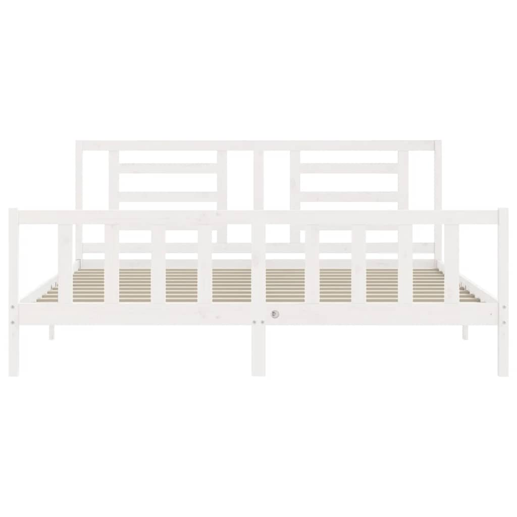 Cadre de lit sans matelas blanc 200x200 cm bois massif de pin