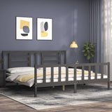 Cadre de lit sans matelas gris 200x200 cm bois massif de pin