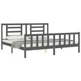 Cadre de lit sans matelas gris 200x200 cm bois massif de pin