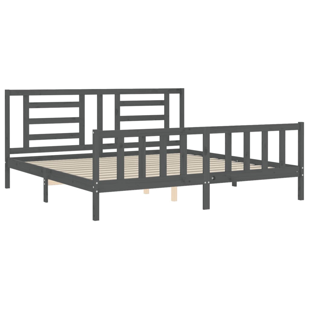 Cadre de lit sans matelas gris 200x200 cm bois massif de pin