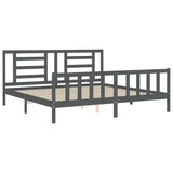 Cadre de lit sans matelas gris 200x200 cm bois massif de pin