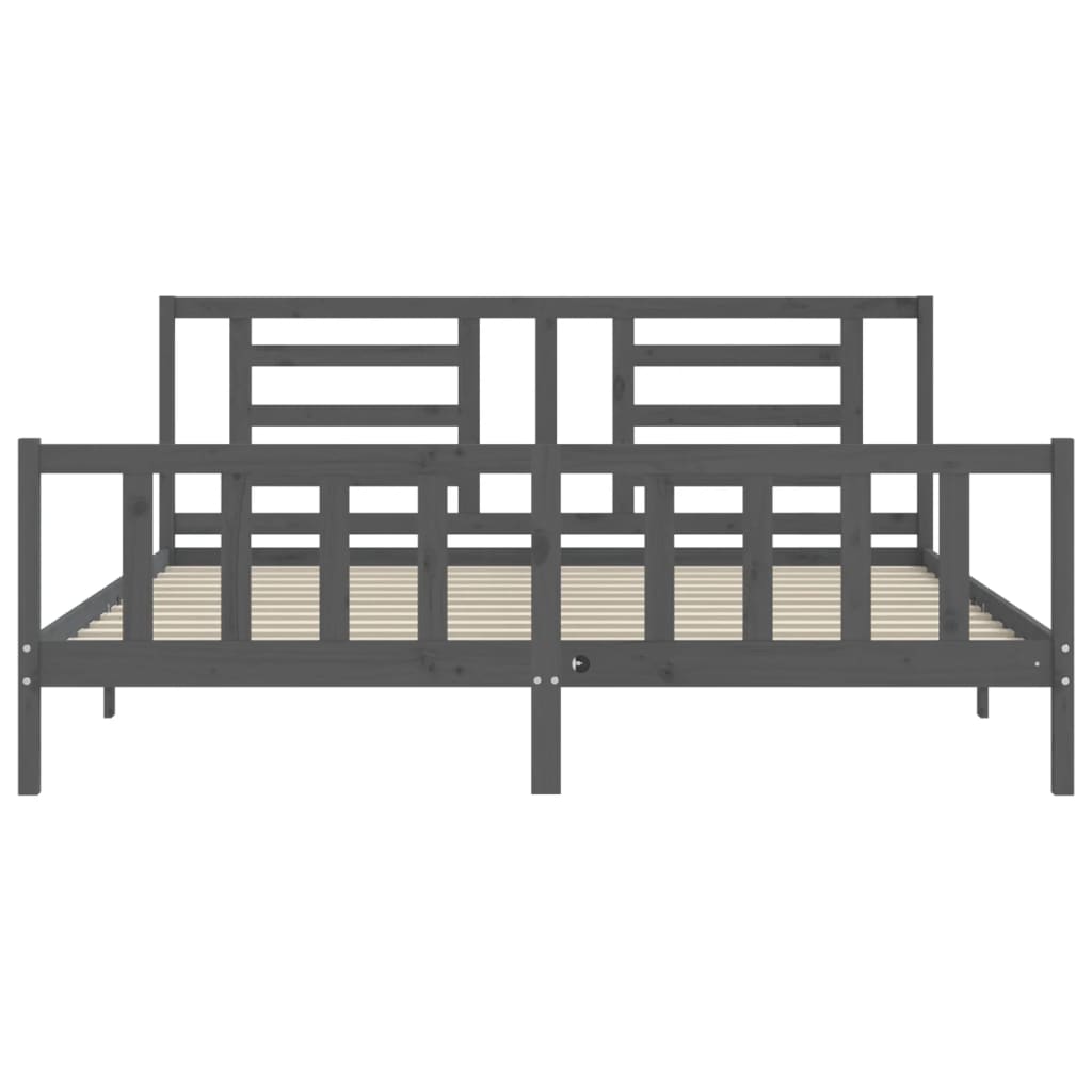 Cadre de lit sans matelas gris 200x200 cm bois massif de pin