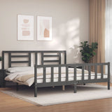 Cadre de lit sans matelas gris 200x200 cm bois massif de pin