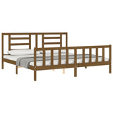 Cadre de lit sans matelas marron miel 200x200cm bois pin massif