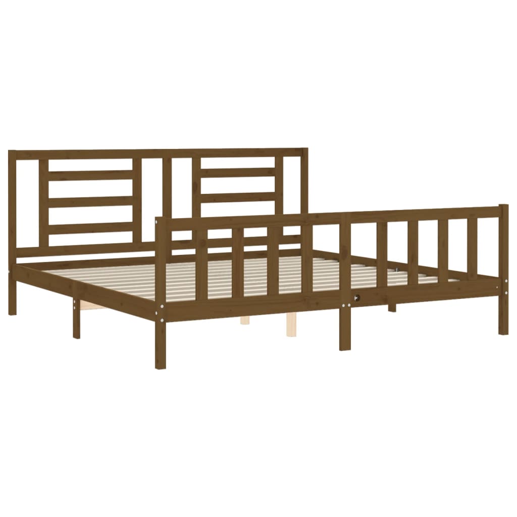 Cadre de lit sans matelas marron miel 200x200cm bois pin massif