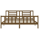 Cadre de lit sans matelas marron miel 200x200cm bois pin massif