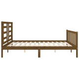 Cadre de lit sans matelas marron miel 200x200cm bois pin massif