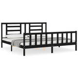 Cadre de lit sans matelas noir 200x200 cm bois massif de pin