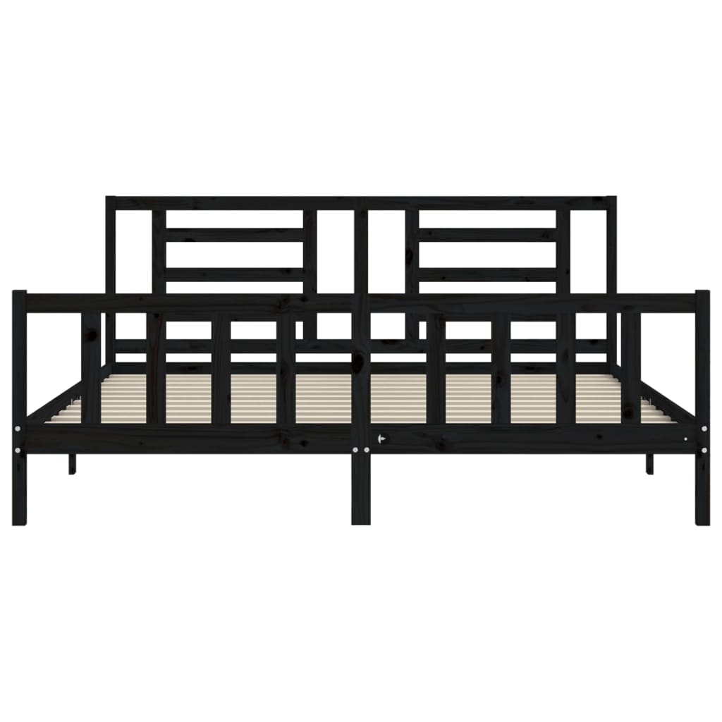 Cadre de lit sans matelas noir 200x200 cm bois massif de pin