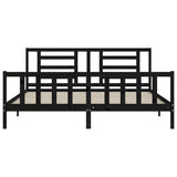 Cadre de lit sans matelas noir 200x200 cm bois massif de pin