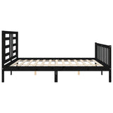 Cadre de lit sans matelas noir 200x200 cm bois massif de pin