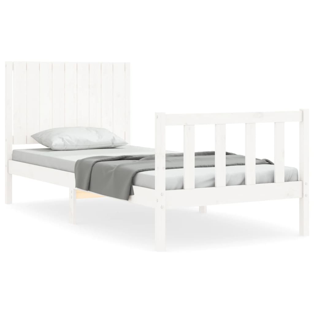 Cadre de lit sans matelas blanc bois de pin massif