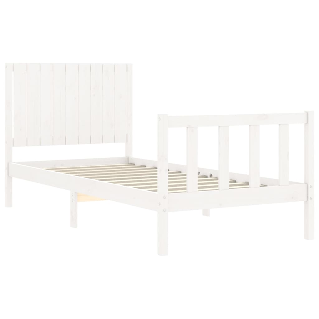 Cadre de lit sans matelas blanc bois de pin massif