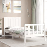 Cadre de lit sans matelas blanc bois de pin massif