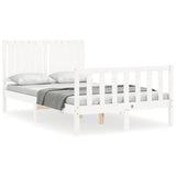 Bed frame without mattress white solid pine wood