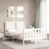 Bed frame without mattress white solid pine wood