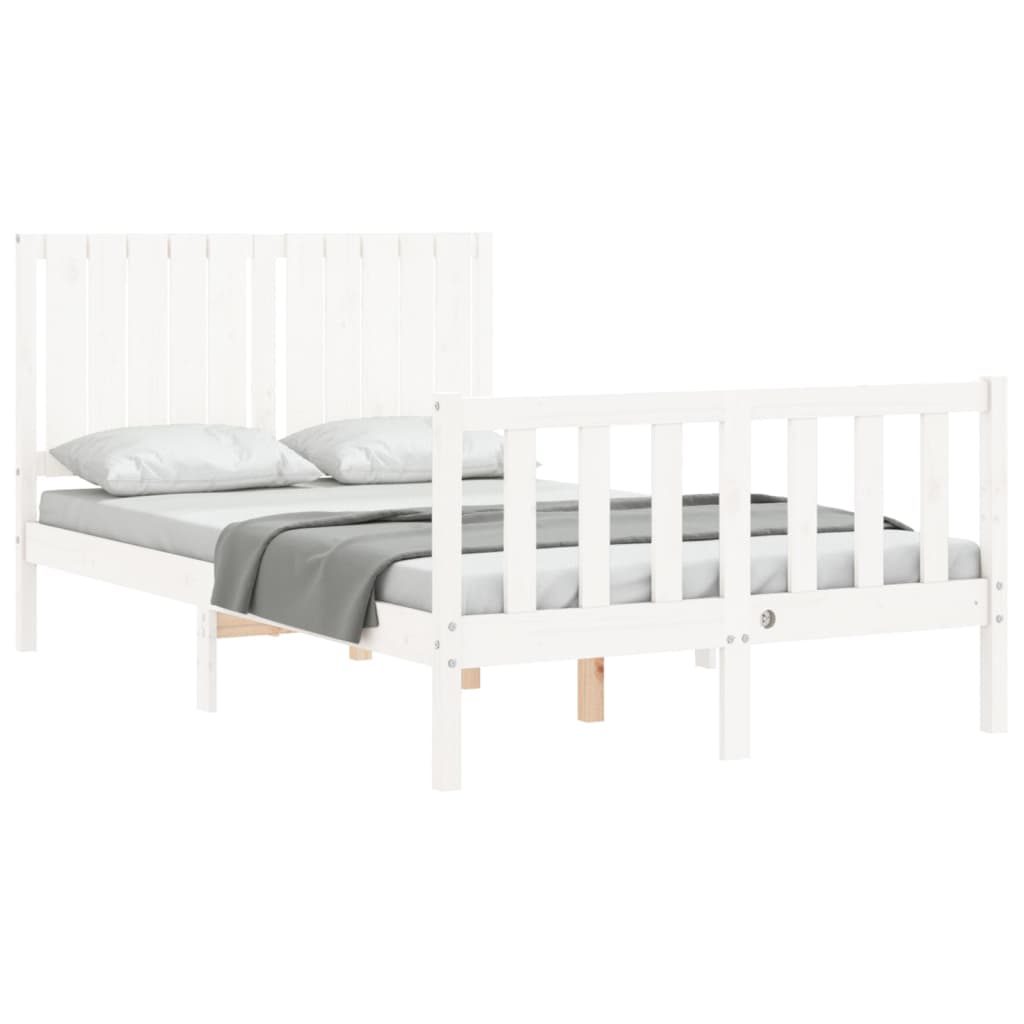 Bed frame without mattress white solid pine wood