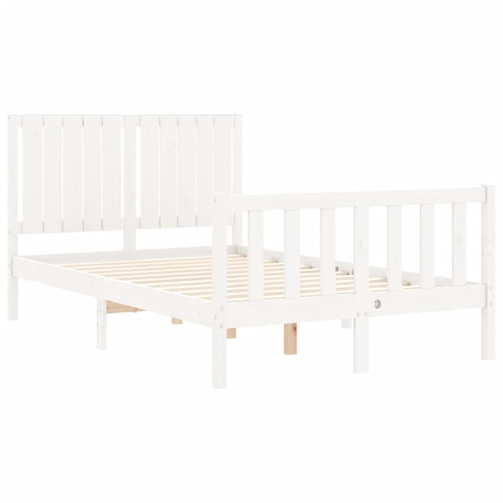 Bed frame without mattress white solid pine wood