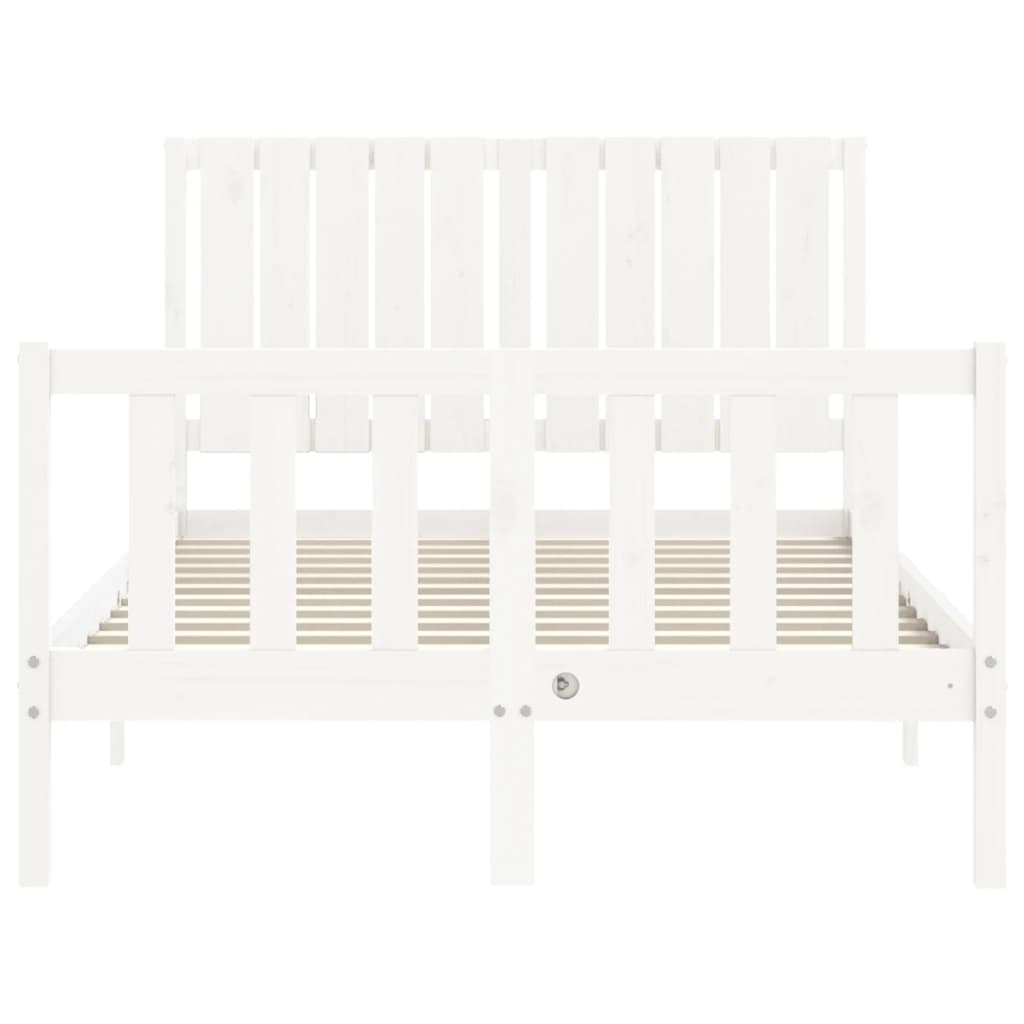 Bed frame without mattress white solid pine wood