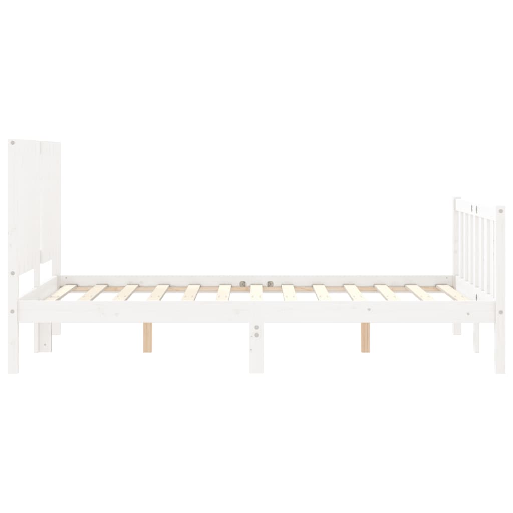 Bed frame without mattress white solid pine wood