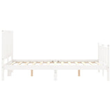 Bed frame without mattress white solid pine wood