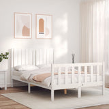 Bed frame without mattress white solid pine wood