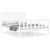 Cadre de lit sans matelas blanc bois de pin massif