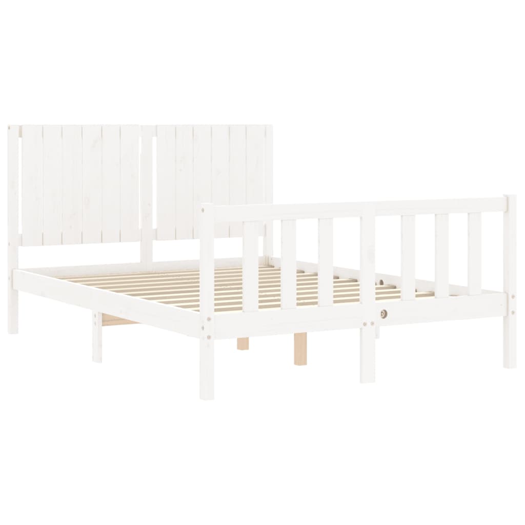 Cadre de lit sans matelas blanc bois de pin massif