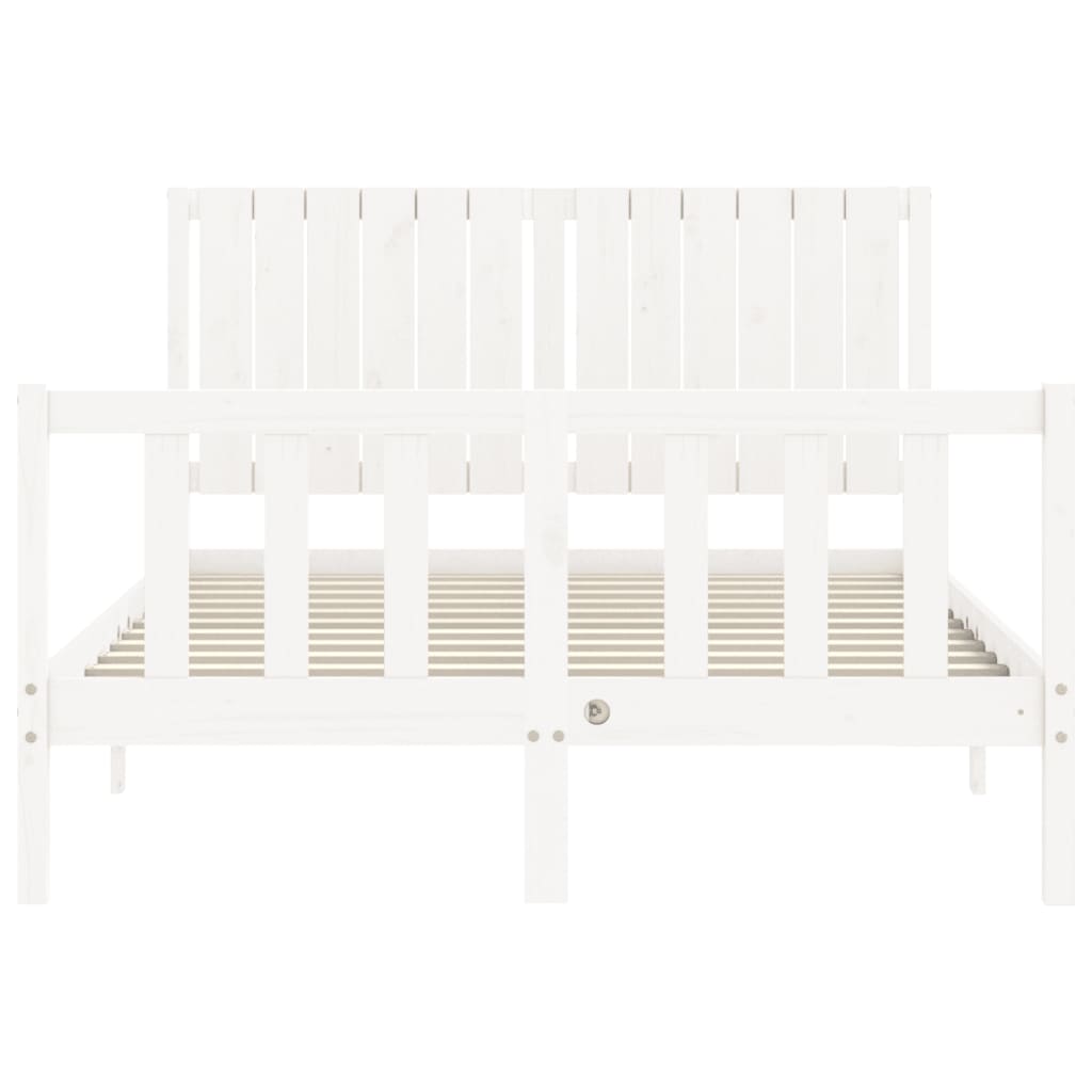 Cadre de lit sans matelas blanc bois de pin massif