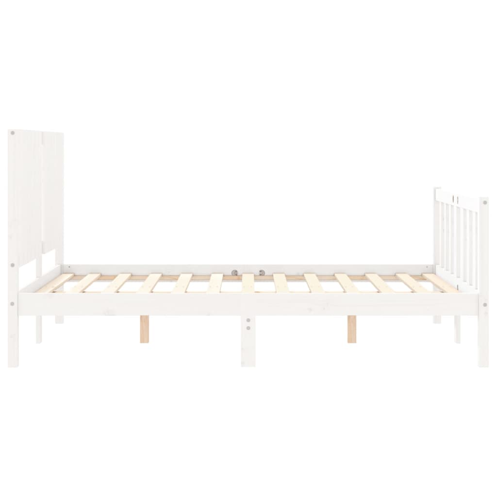 Cadre de lit sans matelas blanc bois de pin massif