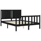 Cadre de lit sans matelas noir 140x190 cm bois de pin massif