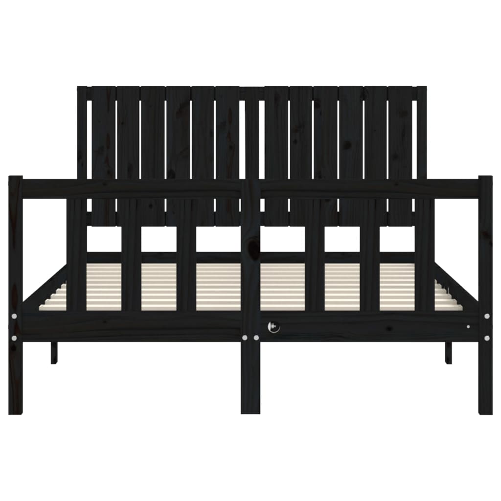 Cadre de lit sans matelas noir 140x190 cm bois de pin massif